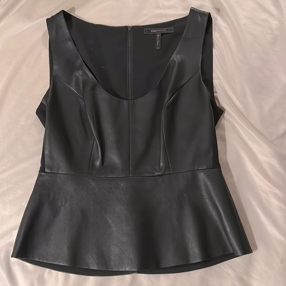 BCBG NWOT faux black leather top. Super sexy! Size Small 🖤